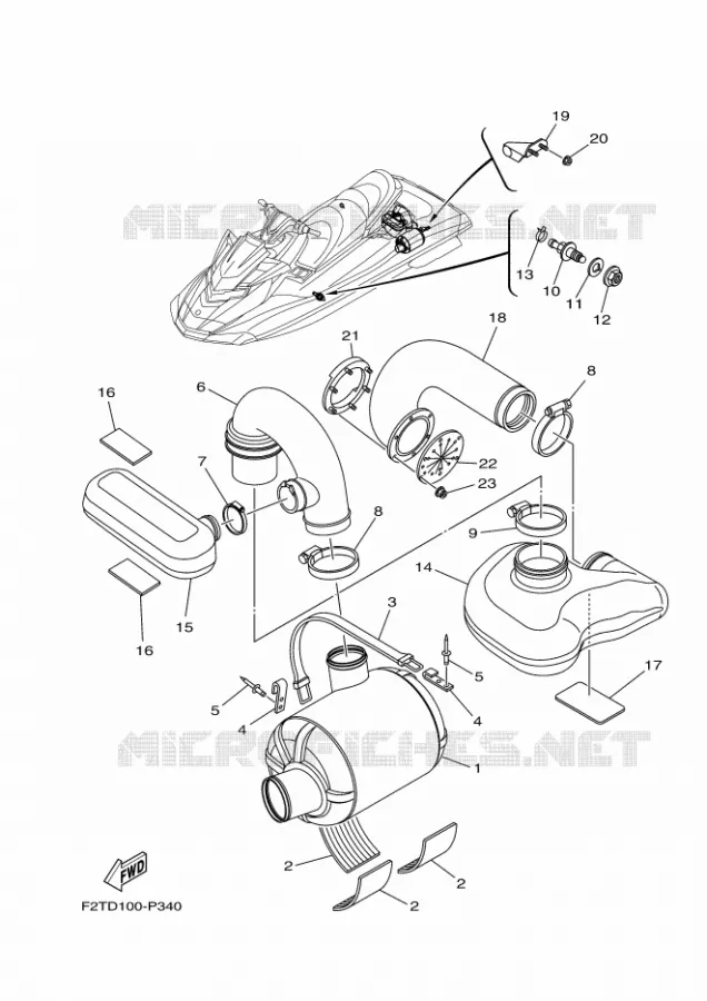 ECHAPPEMENT 3 Yamaha WAVERUNNER 1800 2017 FX  FB1800-S