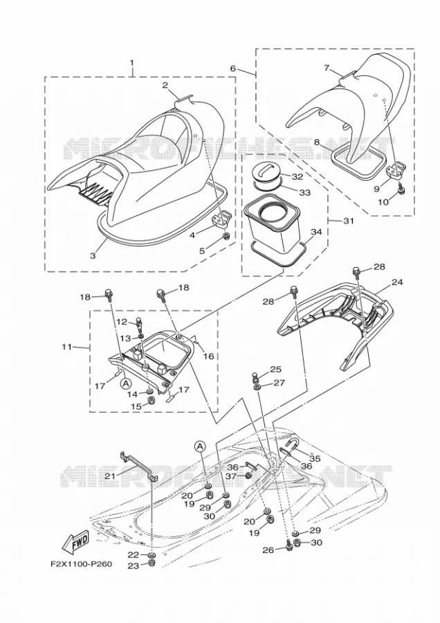SELLE / SERRURE Yamaha WAVERUNNER 1800 2016 VC1800-R  VC1800-R