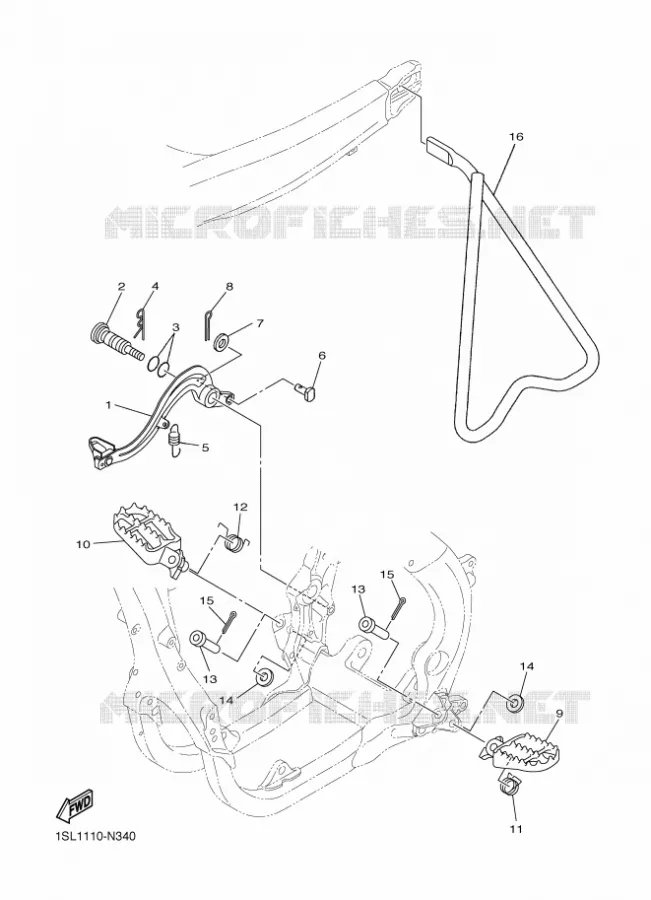 SUPPORT / REPOSE PIEDS Yamaha MOTO 450 2016 YZF  YZ450F