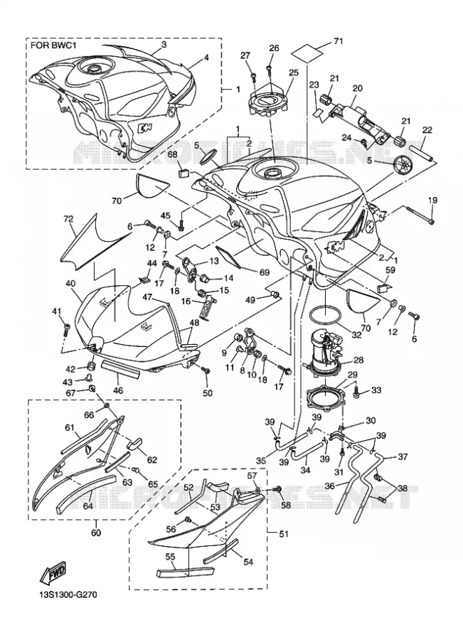 RESERVOIR A ESSENCE Yamaha MOTO 600 2008 R6  YZF-R6
