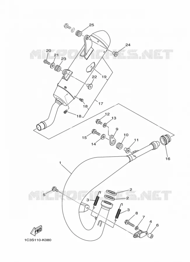 ECHAPPEMENT Yamaha MOTO 125 2018 YZ  YZ125