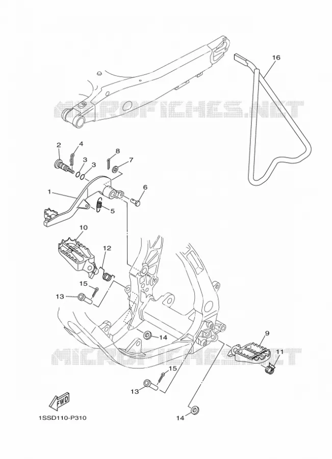 SUPPORT / REPOSE PIEDS Yamaha MOTO 125 2018 YZ  YZ125