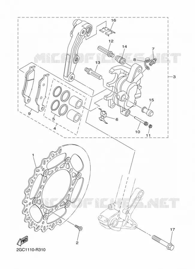 ETRIER DE FREIN AVANT Yamaha MOTO 450 2018 WRF  WR450F