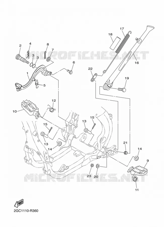 SUPPORT / REPOSE PIEDS Yamaha MOTO 450 2018 WRF  WR450F