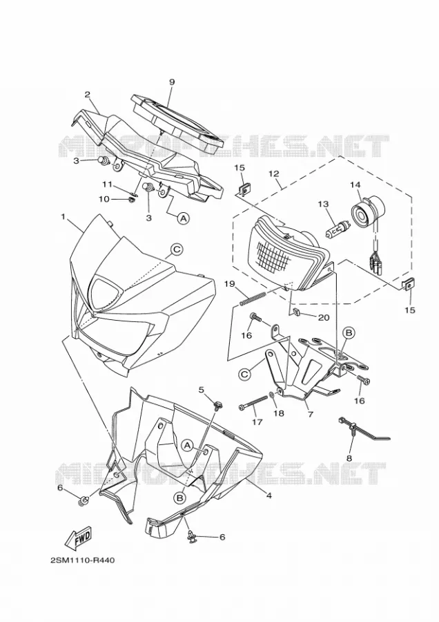 PHARE  2 Yamaha QUAD 700 2018 GRIZZLY  YFM700FWAD