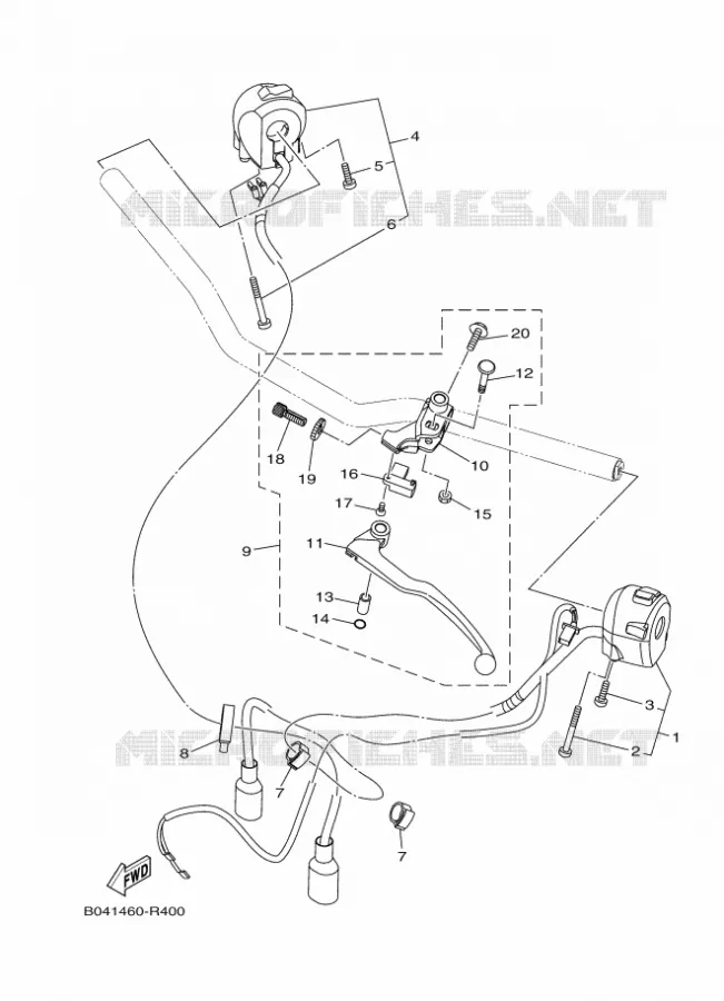 COMMODO / LEVIER Yamaha MOTO 300 2018 MT  MTN320-A