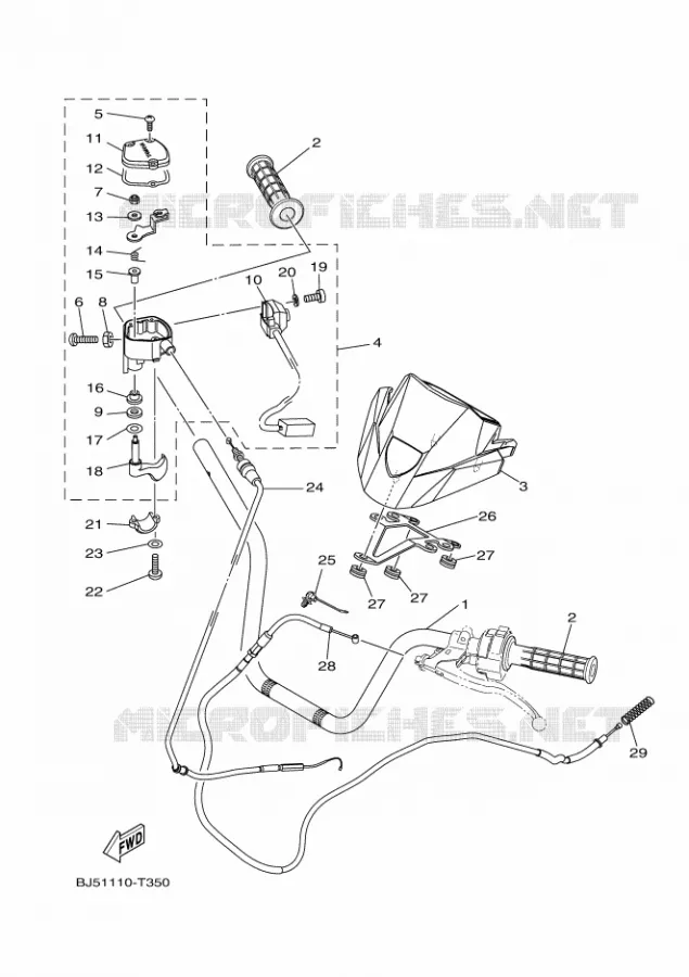 GUIDON ET CABLES Yamaha QUAD 450 2018 KODIAK  YFM450FWA