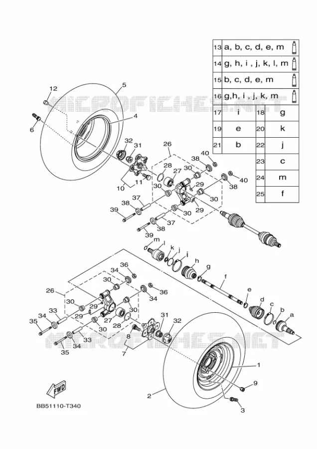 ROUE ARRIERE Yamaha QUAD 450 2018 KODIAK  YFM450FWA