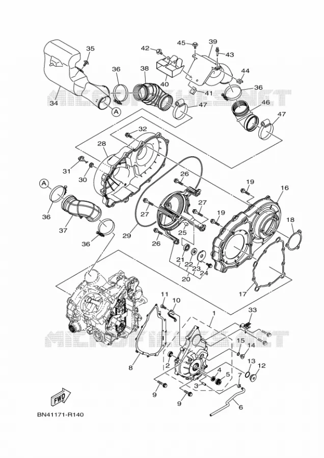 CARTER - MOTEUR 1 Yamaha SIDE BY SIDE 700 2017 WOLVERINE  YXE700E