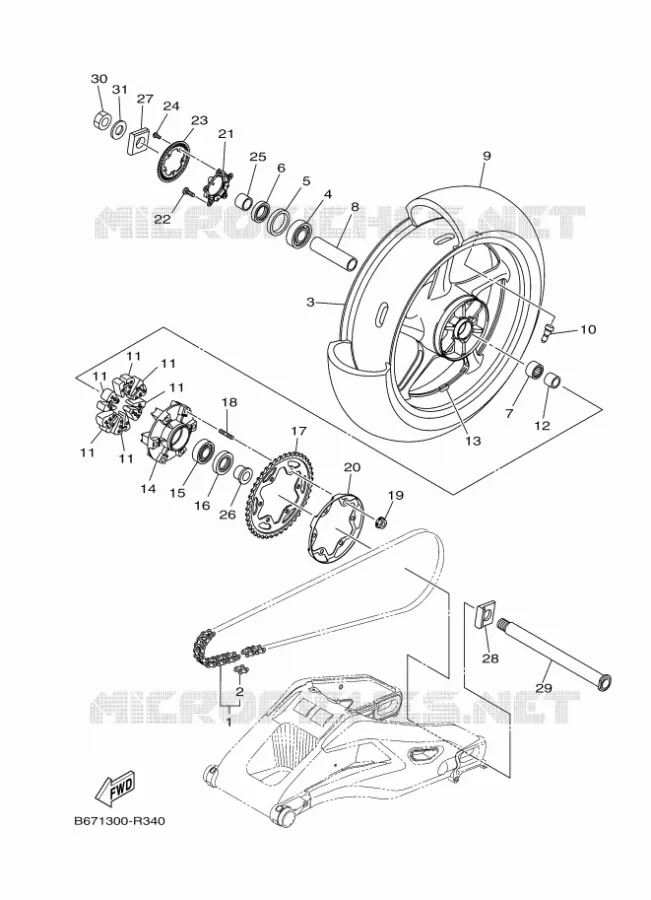 ROUE ARRIERE Yamaha MOTO 1000 2017 MT  MTN1000