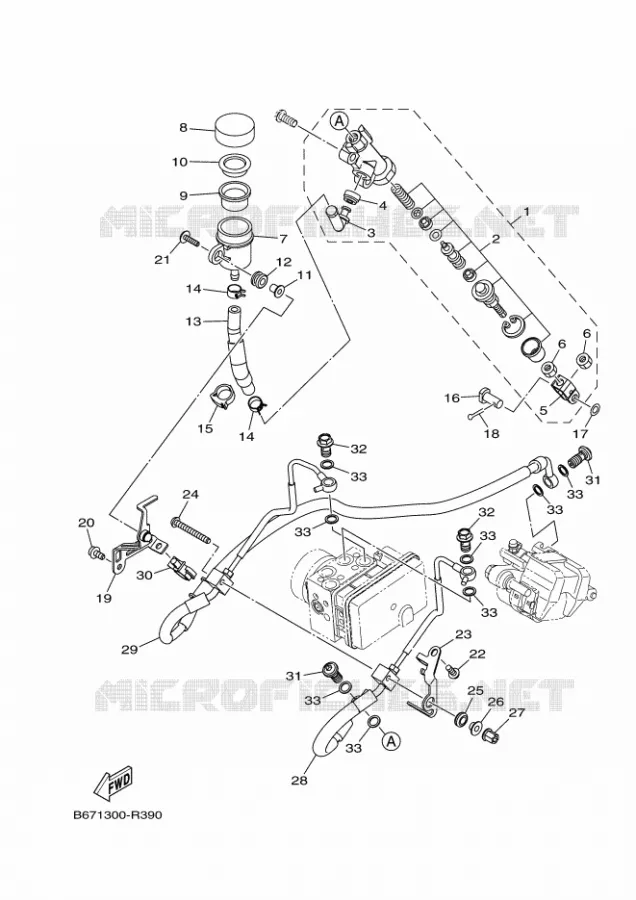 MAITRE CYLINDRE DE FREIN ARRIERE Yamaha MOTO 1000 2017 MT  MTN1000