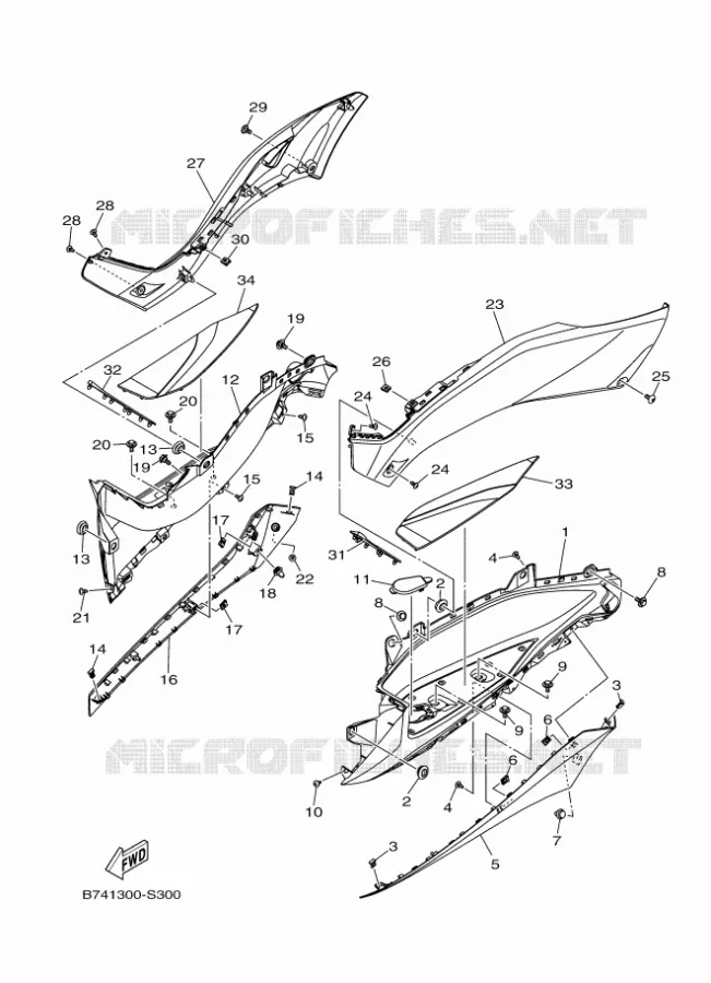 SUPPORT / REPOSE PIEDS 2 Yamaha SCOOTER 300 2017 EVOLIS  CZD300-A