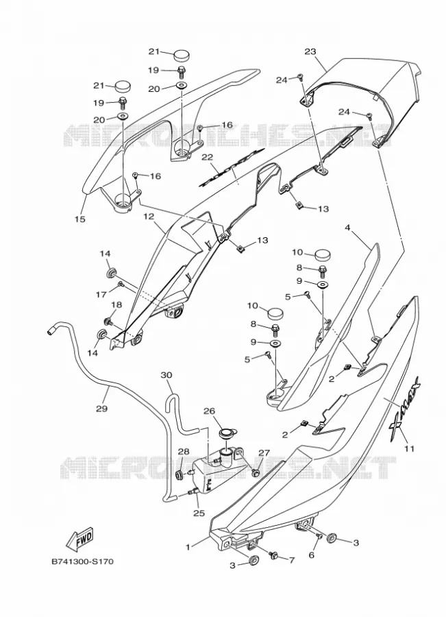 COUVERCLE LATERAL Yamaha SCOOTER 300 2017 XMAX  CZD300-A