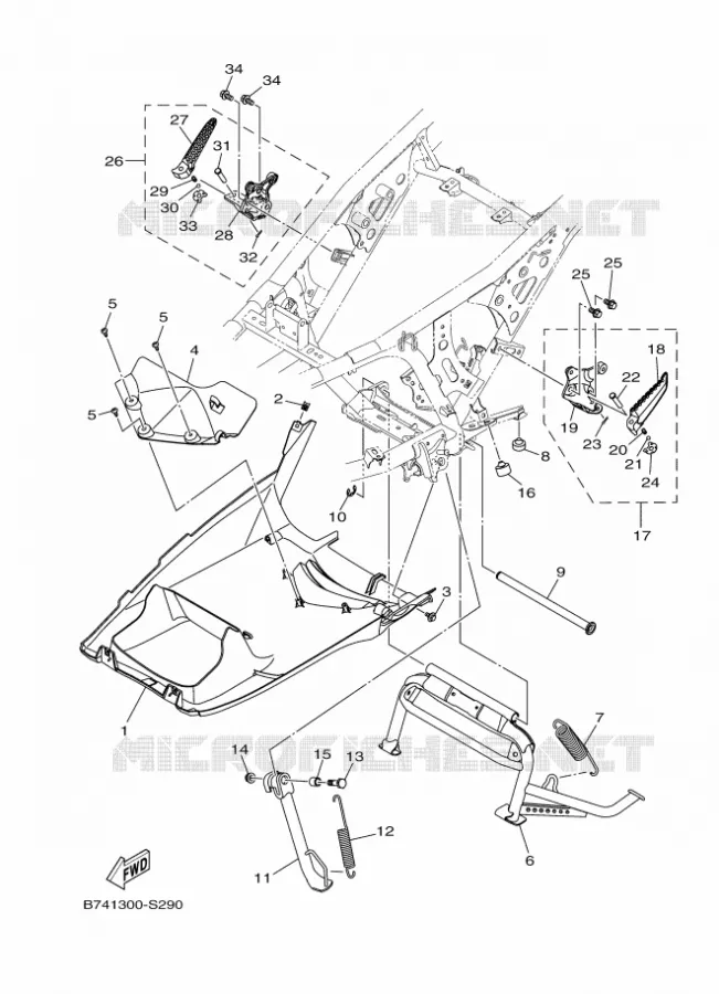 SUPPORT / REPOSE PIEDS Yamaha SCOOTER 300 2017 XMAX  CZD300-A