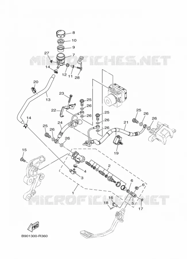 MAITRE CYLINDRE DE FREIN ARRIERE Yamaha MOTO 900 2017 XSR  MTM850