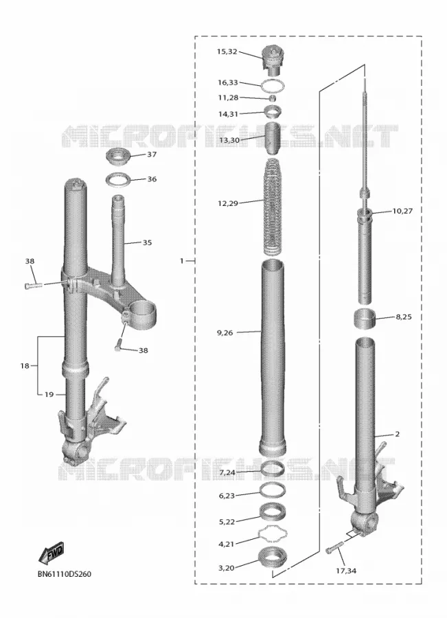 FOURCHE Yamaha MOTO 600 2017 R6  YZF600