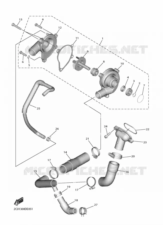 POMPE A EAU / DURITES Yamaha MOTO 600 2017 R6  YZF600