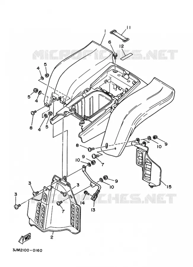 GARDE BOUE ARRIERE Yamaha QUAD 200 2001 BLASTER  YFS200