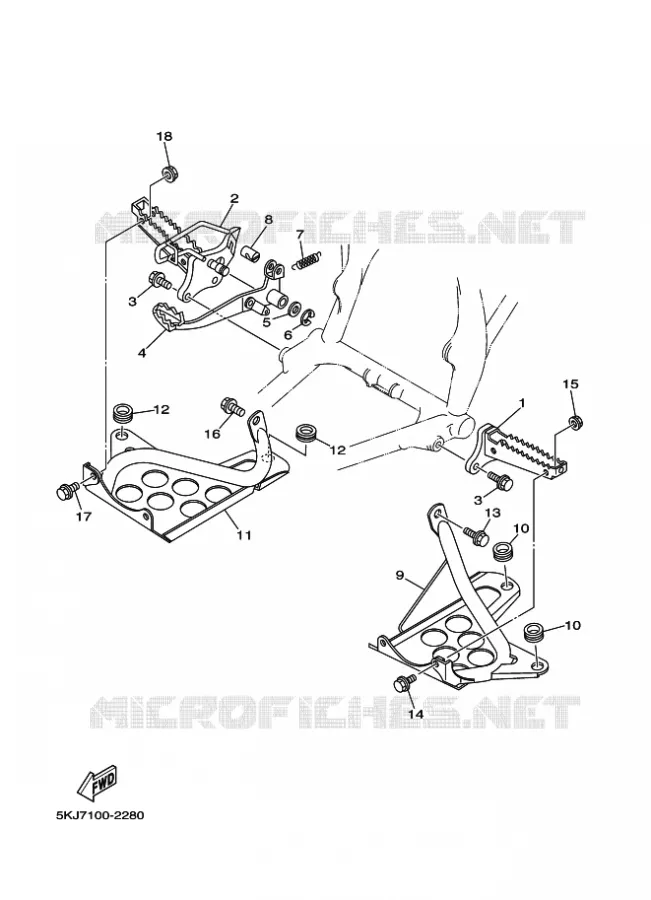 SUPPORT / REPOSE PIEDS Yamaha QUAD 200 2002 BLASTER  YFS200