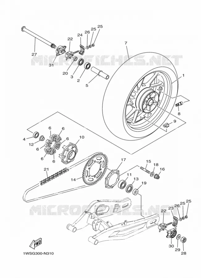 ROUE ARRIERE Yamaha MOTO 700 2016 MT  MT07A