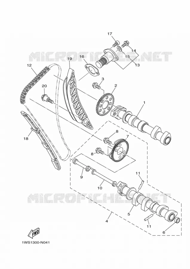 ARBRE A CAMES / CHAINE DE DISTRIBUTION Yamaha MOTO 700 2016 MT  MT07A