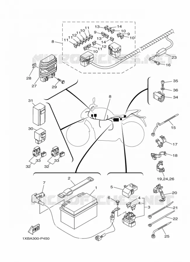 PARTIE ELECTRIQUE 1 Yamaha MOTO 700 2016 MT  MT07A