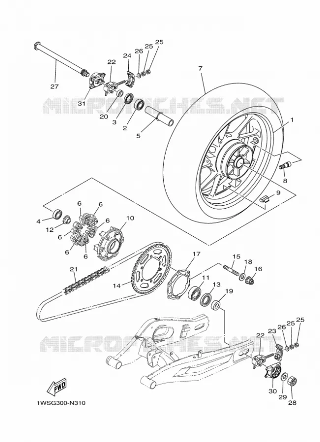 ROUE ARRIERE Yamaha MOTO 700 2016 MT  MT07A