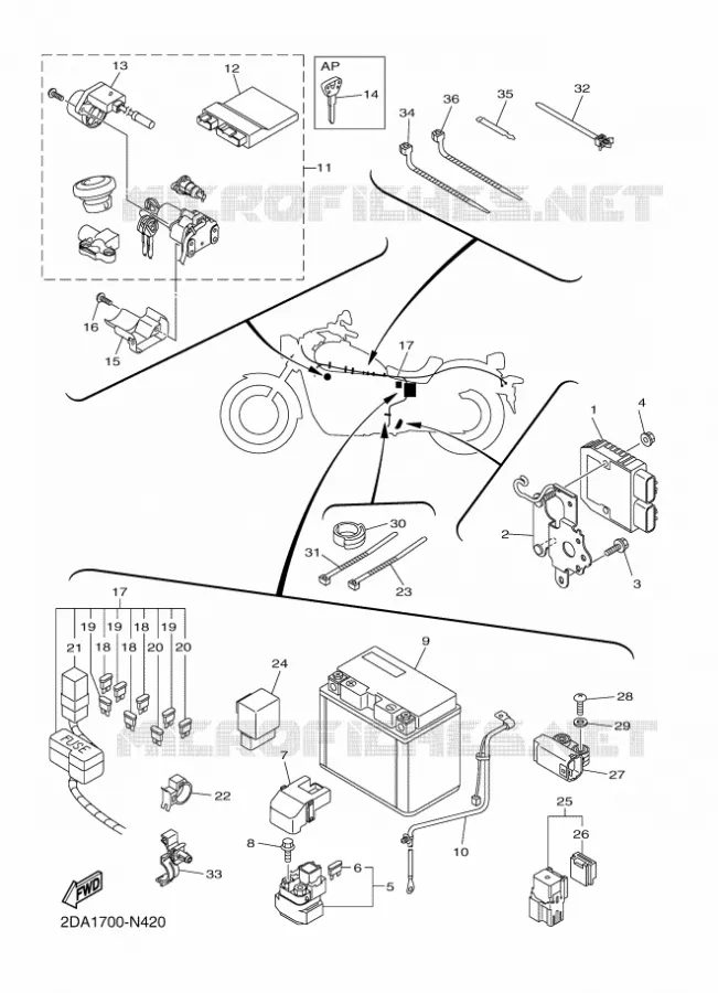 PARTIE ELECTRIQUE 2 Yamaha MOTO 950 2014 BOLT  XVS950CUXV950R
