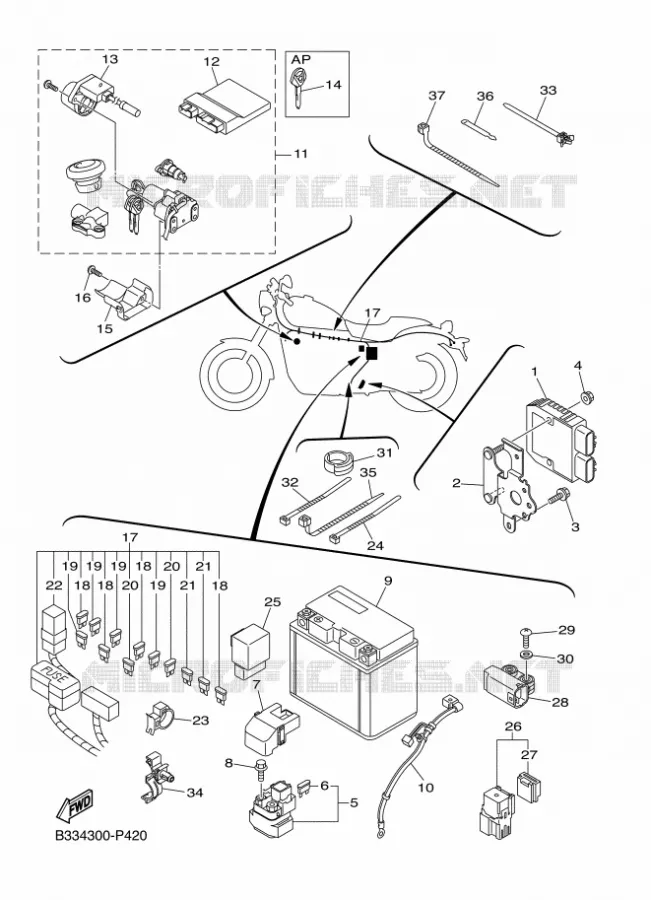 PARTIE ELECTRIQUE 2 Yamaha MOTO 950 2016 XV  XVS950CR