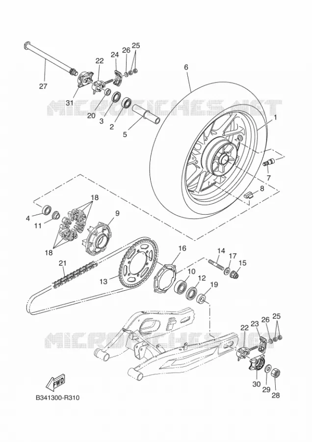 ROUE ARRIERE Yamaha MOTO 700 2016 XSR  MTM690-U