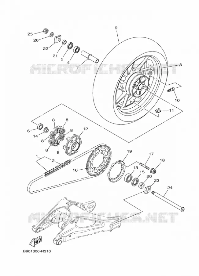 ROUE ARRIERE Yamaha MOTO 900 2016 XSR  MTM850