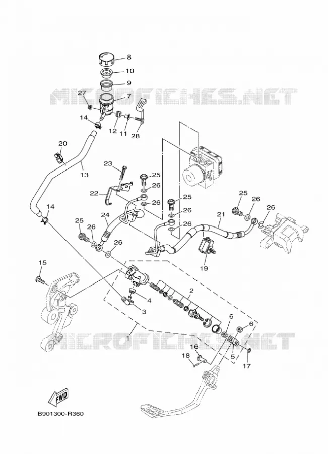 MAITRE CYLINDRE DE FREIN ARRIERE Yamaha MOTO 900 2016 XSR  MTM850