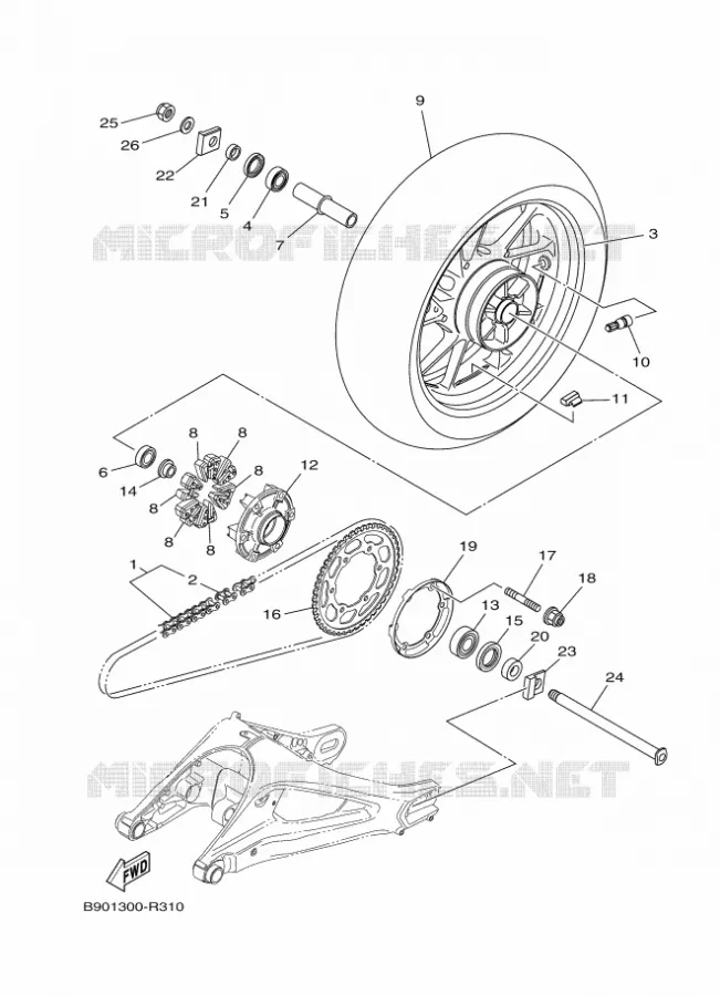 ROUE ARRIERE Yamaha MOTO 900 2016 XSR  MTM850