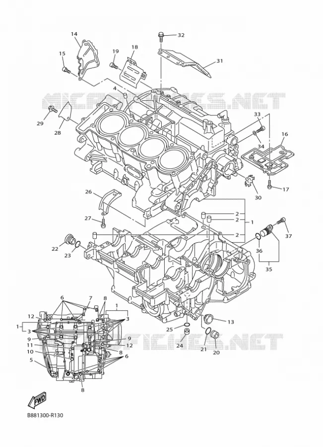 CARTER MOTEUR Yamaha MOTO 1300 2016 FJR  FJR1300-AE