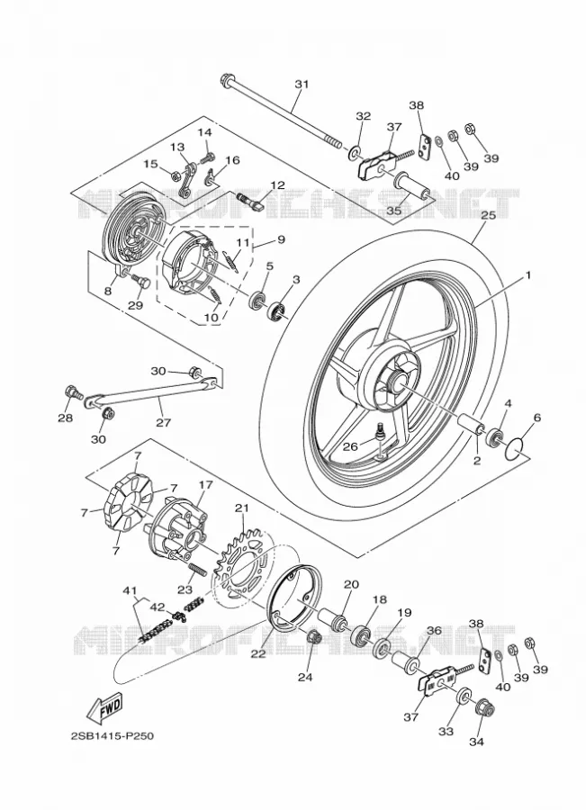 ROUE ARRIERE Yamaha MOTO 125 2017 YS  YS125-5C