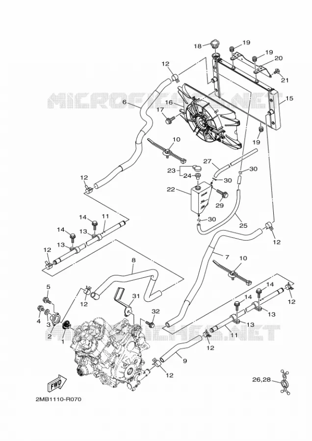 RADIATEUR / DURITES Yamaha SIDE BY SIDE 700 2017 WOLVERINE  YXE700E