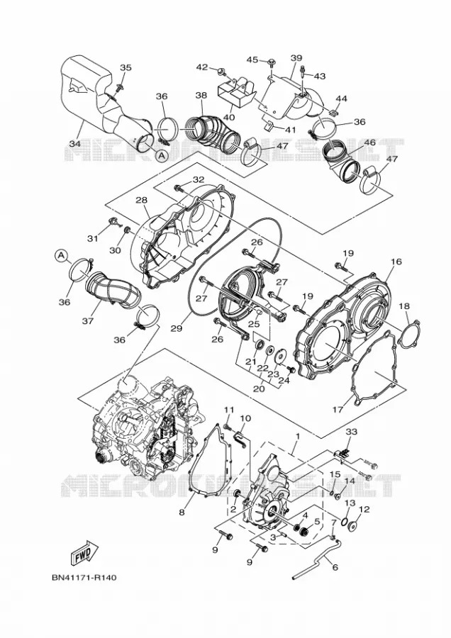 CARTER - MOTEUR 1 Yamaha SIDE BY SIDE 700 2017 WOLVERINE  YXE700E