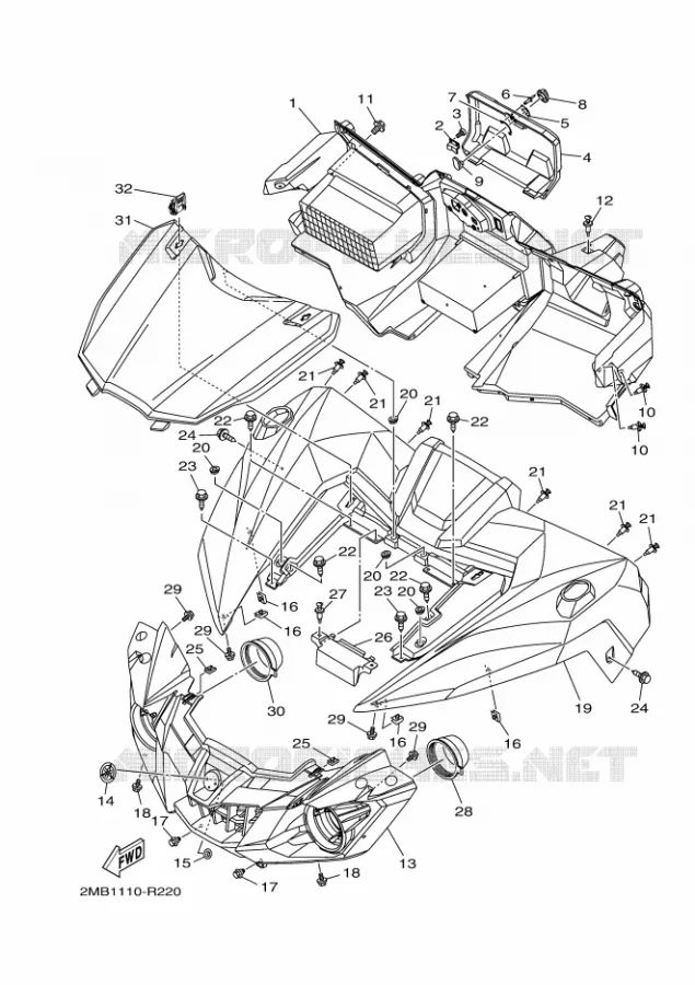 GARDE BOUE AVANT Yamaha SIDE BY SIDE 700 2017 WOLVERINE  YXE700E