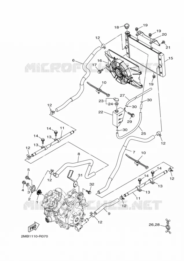 RADIATEUR / DURITES Yamaha SIDE BY SIDE 700 2017 WOLVERINE  YXE700E