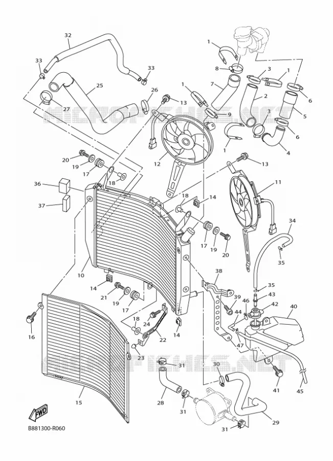 RADIATEUR / DURITES Yamaha MOTO 1300 2016 FJR  FJR 1300-AE
