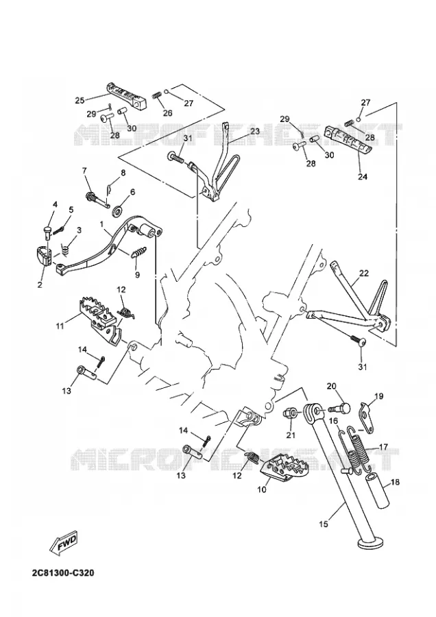 SUPPORT / REPOSE PIEDS Yamaha MOTO 125 2005 DTX  DT125X