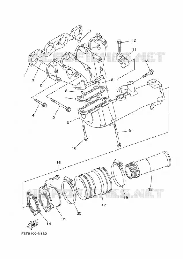 ECHAPPEMENT 1 Yamaha WAVERUNNER 1800 2016 FX CRUISER  FB1800A-R