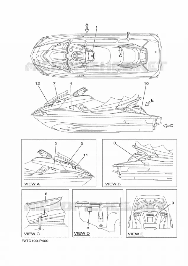 ETIQUETTE Yamaha WAVERUNNER 1800 2016 FX CRUISER  FB1800A-R