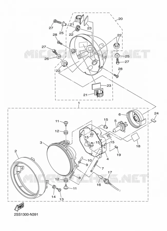 PHARE  Yamaha MOTO 1300 2014 XVS  XVS1300CU