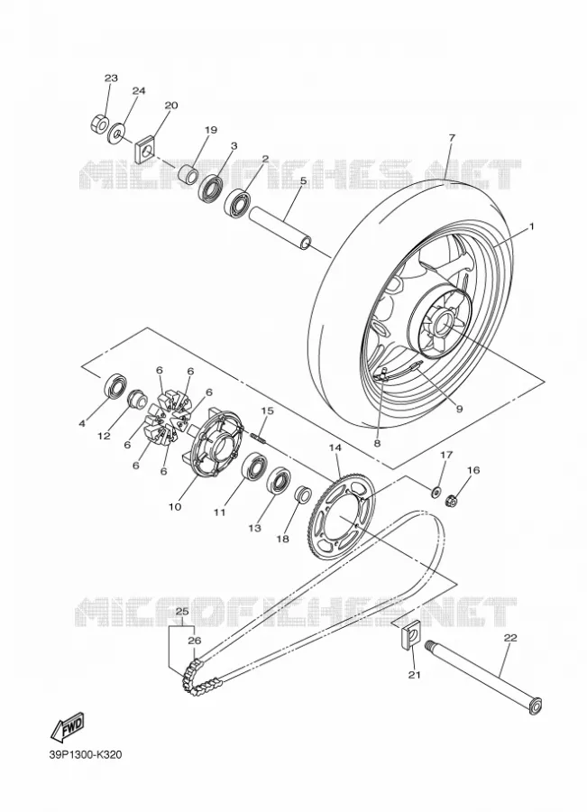 ROUE ARRIERE Yamaha MOTO 800 2014 FZ8  FZ8-N
