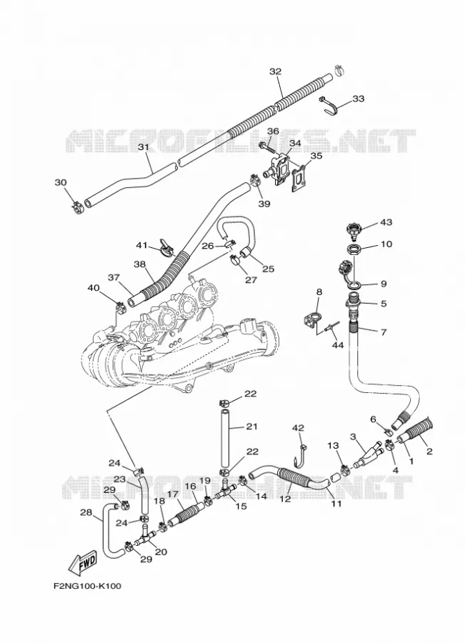 ECHAPPEMENT 2 Yamaha WAVERUNNER 1100 2015 V1  VX1100E-P