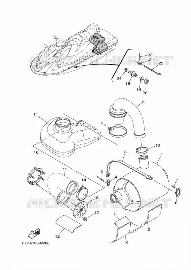 ECHAPPEMENT 4 Yamaha WAVERUNNER 1100 2015 V1  VX1100E-P