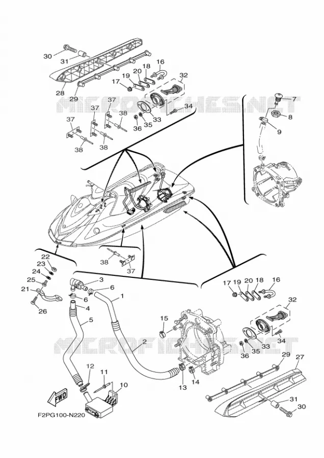 HULL & DECK Yamaha WAVERUNNER 1100 2015 V1  VX1100E-P