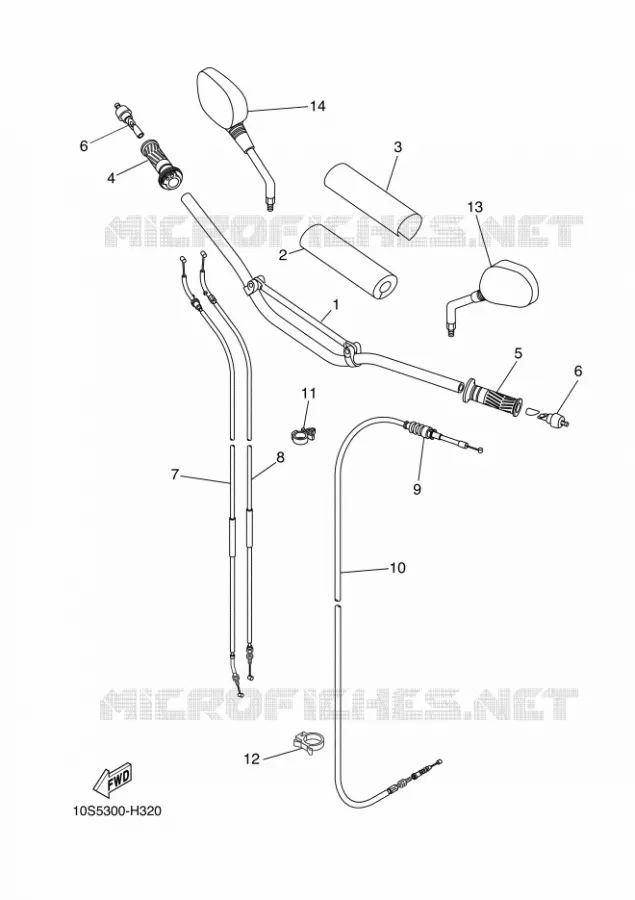 GUIDON ET CABLES Yamaha MOTO 660 2010 XTX  XT660X