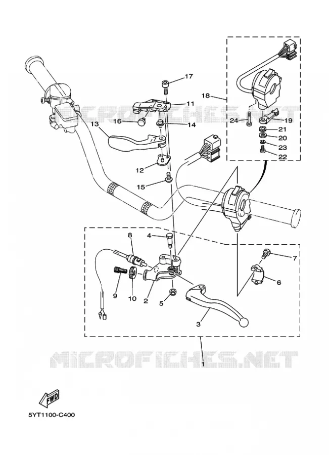 COMMODO / LEVIER Yamaha QUAD 350 2010 RAPTOR  YFM350 YFM35RZ YFM350R